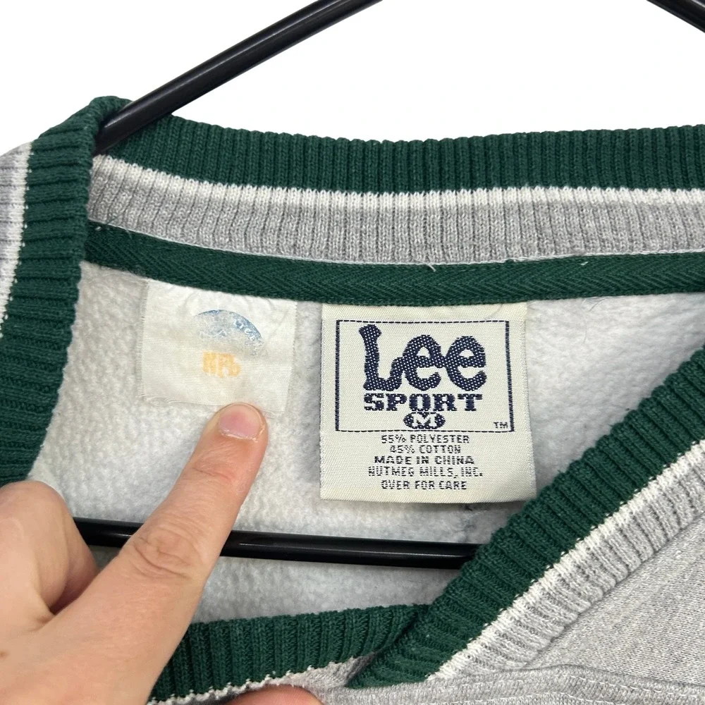 Vintage Green Bay Packers Lee Sport NFL Embroidered Sweatshirt Medium Gray 90s